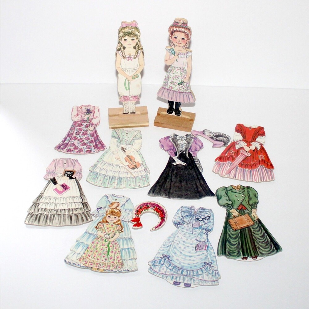 Bethany Farms Wood peg Paper Dolls set 14 pieces Victorian